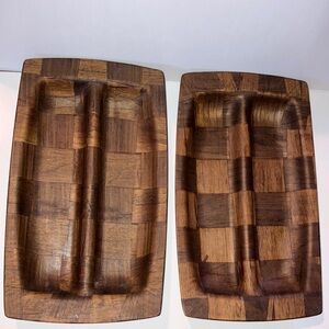 Wooden Divided‎ Serving Trays (set of two)